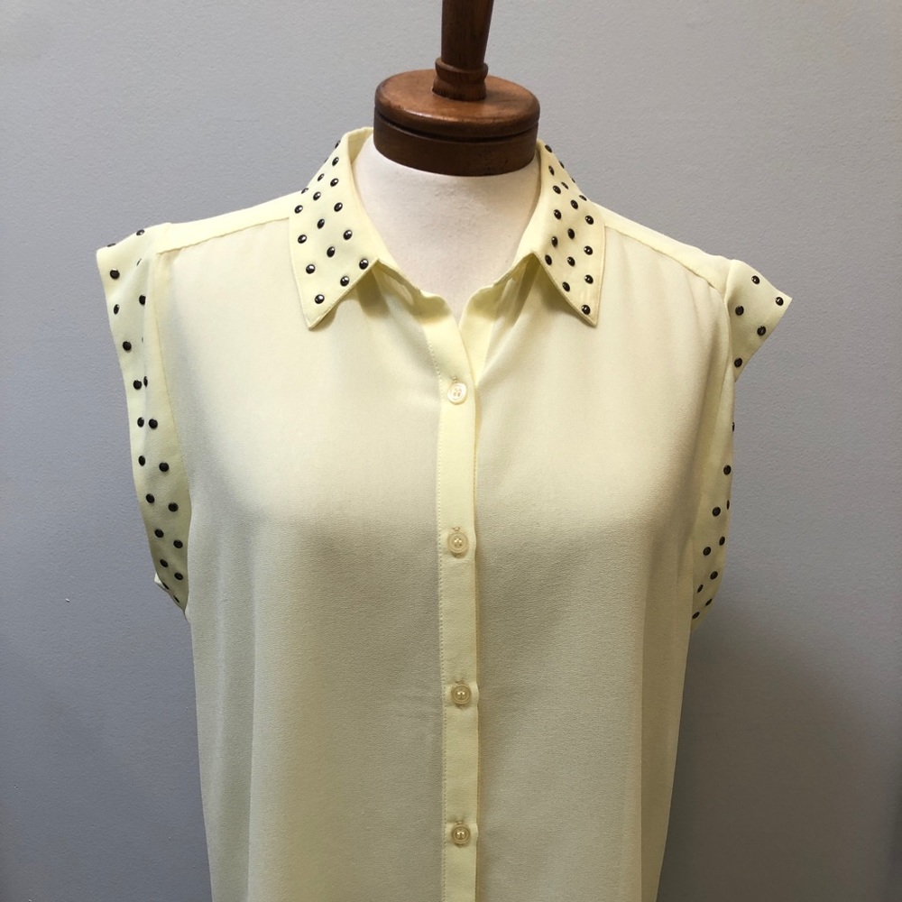Yellow Sheer Studded Blouse